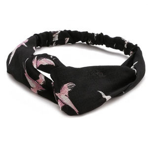Black Pink and Purple Cotton Blend Headband with Elastic Back